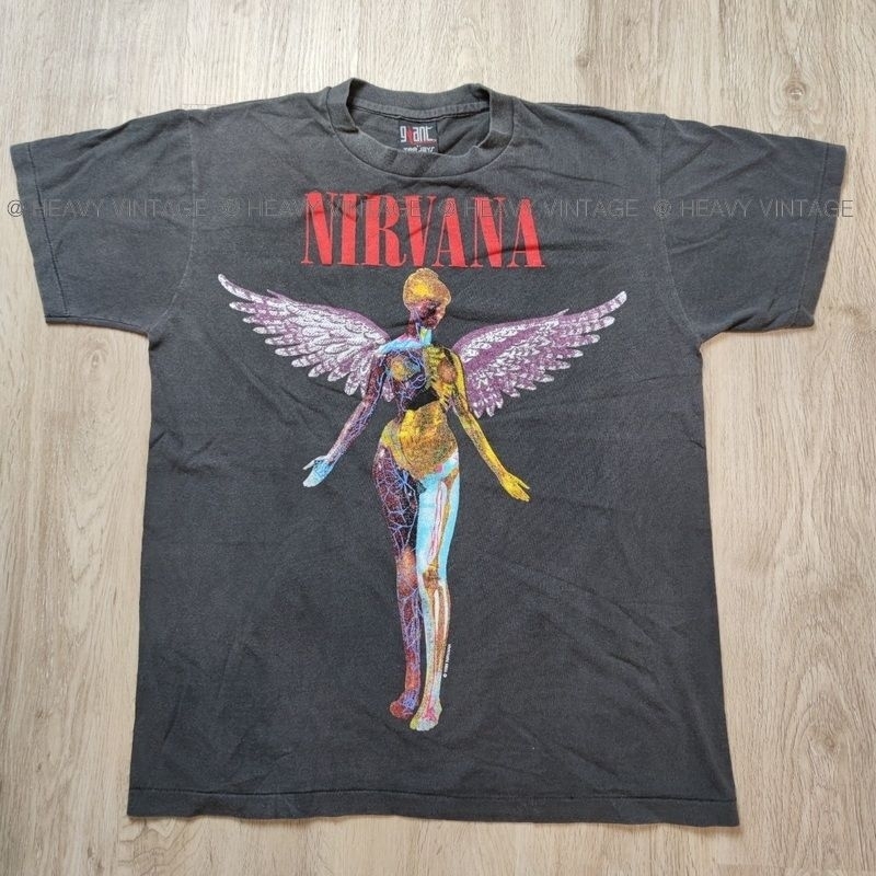 NIRVANA IN UTERO ปีกนางฟ้า @1993 เสื้อวินเทจ เสื้อทัวร์ วงร๊อค heavy vintage shirt