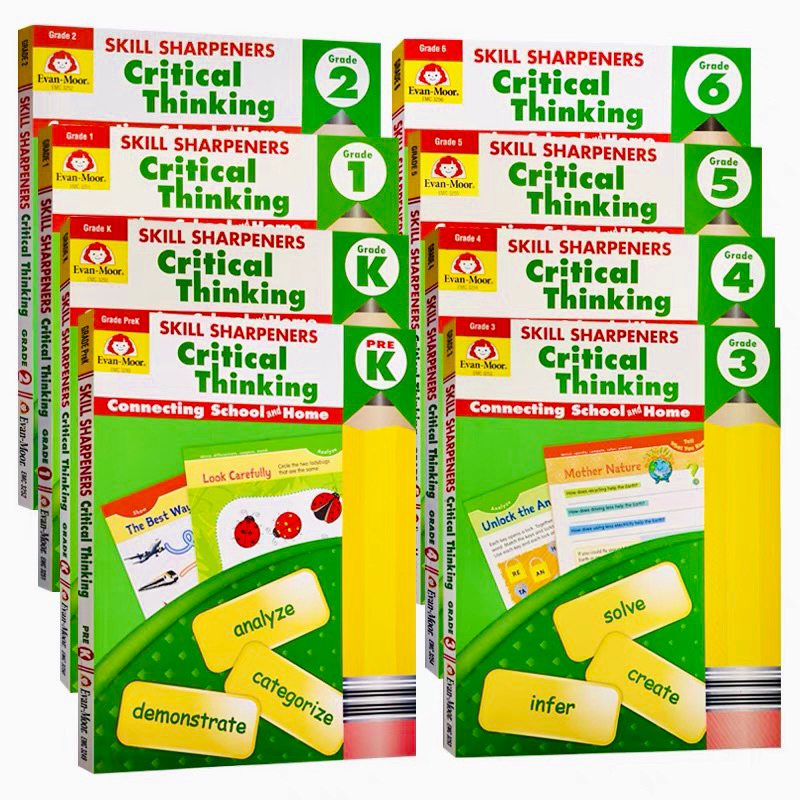 Evan-Moor Skill Sharpeners - Critical Thinking Pre K-Grade 6, English workbook