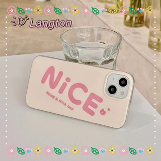 🌈Langton🌸ป้องกันการหล่น ขอบเต็ม iphone 11 14 pro max สีชมพู NICE เรียบง่าย ระดับสูง เส้นขอบโปร่งใส case for iPhone 12 13