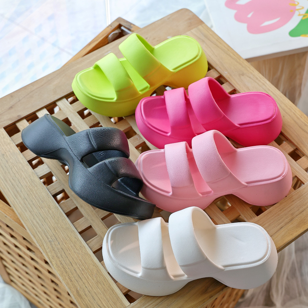 midsummer รองเท้าเพื่อสุขภาพ แบบสวมสายคาด2เส้น พื้นสูง2นิ้ว พื้นนุ่มเด้งน้ำหนักเบา วัสดุEVA พื้นนุ่มยางชนิดพิเศษ #sy809