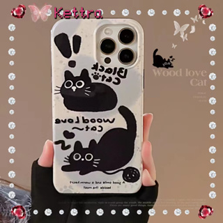 💜Kettra💜ป้องกันการหล่น ขอบเต็ม iPhone 11 14 pro max การ์ตูน ลูกแมว ความคิดสร้างสรรค์ น่ารัก case for iPhone 12 13