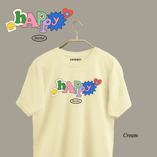 sherbetteeshop|เสื้อยืดลาย happy🍋