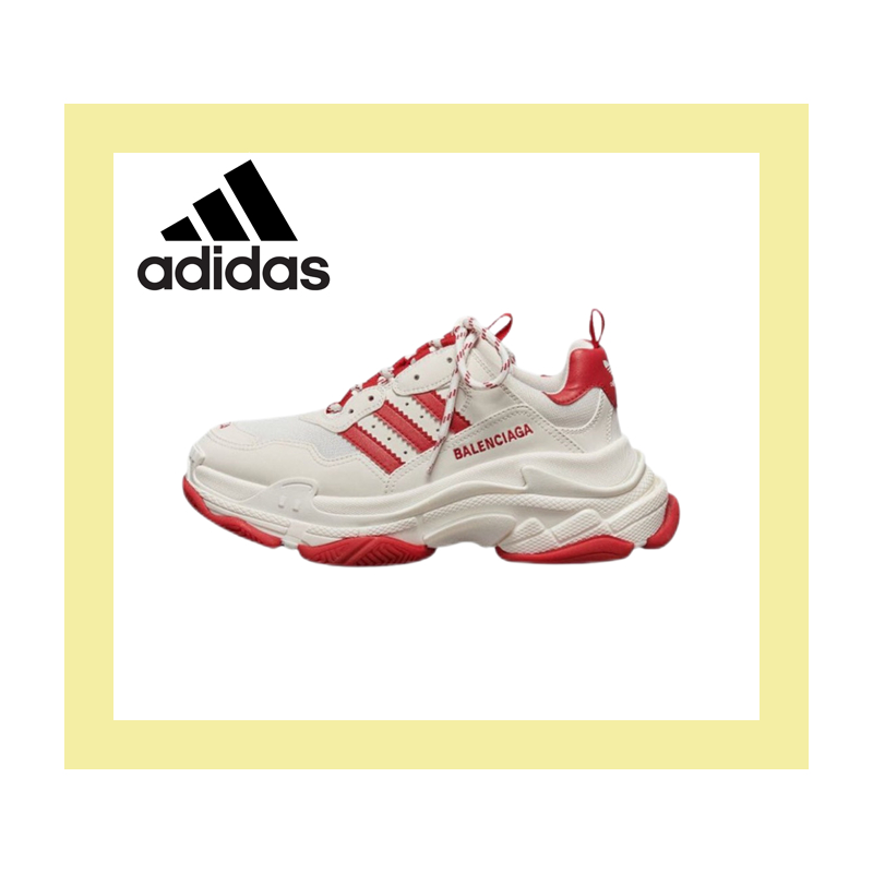 Adidas x Balenciaga Triple S Lace Up White Red 100% Original Wearable Low Top Dad Shoes Running Shoes