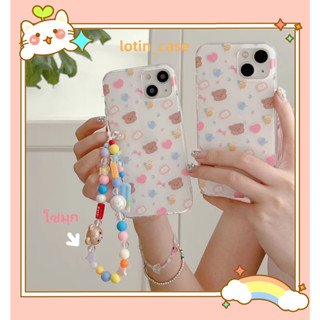 🎁ส่งของขวัญ🎁เคสไอโฟน สำหรับ 11 13 for iPhone Case 14 12 Pro Max น่ารัก หมีน้อย โซ่มุก กันกระแทก ปกป้อง เคสโทรศัพท์