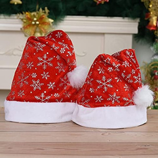 หมวกคริสมาส ลายเกล็ดหิมะ ซานต้า ซานตาครอส แซนตี้ คริสมาส Christmas Santa Clause Santy Hat