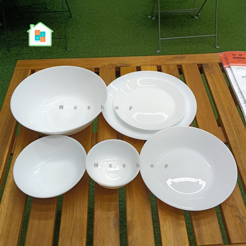 IKEA จาน ชาม ถ้วย สีขาว สำหรับใส่อาหาร เครื่องใช้บนโต๊ะอาหาร เข้าเตาไมโครเวฟได้ อิเกีย แท้