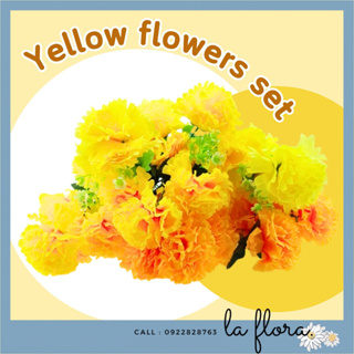 Yellow flowers set เซ็ตดอกไม้สีฟ้า ดอกไม้ปลอม ดอกไม้ประดิษฐ์ ตกแต่งบ้าน ช่อดอกไม้ DIY พร๊อพถ่ายรูป