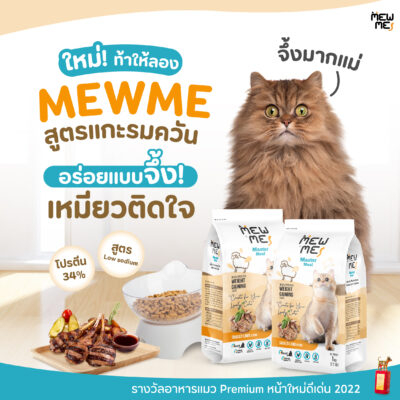 อาหารแมว MEW ME เมี๊ยวมี รสแกะรมควัน 1kg (2 ถุง ส่งฟรี)