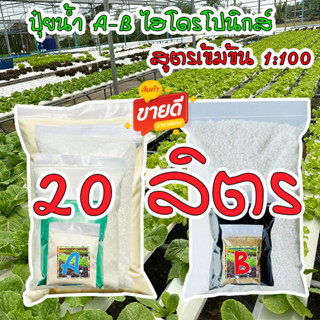 ชุดคู่ปุ๋ยเอบี  ขนาด 20 ลิตร  AB เอบี(แบบผง)ปุ๋ยไฮโดรโปนิกส์ น้ํานิ่งน้ำวน ปุ๋ยผัก Hydroponics ปุ๋ยสารละลายเอบี