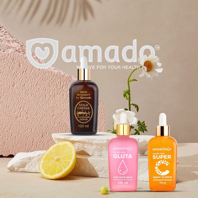 Amado Serum Gold Caviar/Gluta Aura White/Super C Serum 100ml ของแท้100%