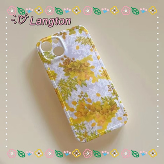 🌈Langton🌸ดอกไม้ ลวดลาย สีเหลือง เล็กและสด เรียบง่าย iphone 11 14 pro max ป้องกันการหล่น ขอบเต็ม case for iPhone 12 13