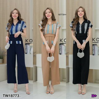 TW18773 Jumpsuit จั้มขายาวผ้าพื้น