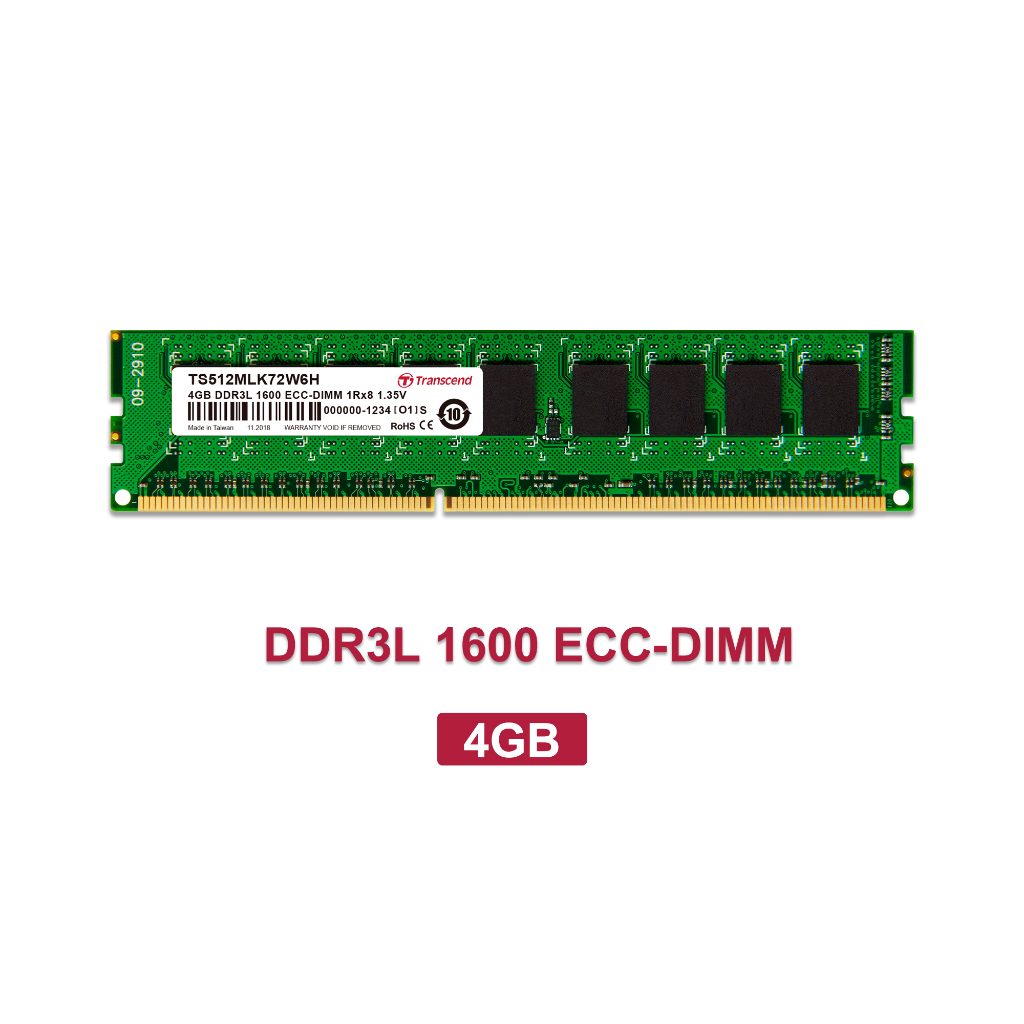 Transcend RAM-Memory for SERVER DDR3L 1600 4GB ECC-DIMM  รับประกันตลอดอายุการใช้งาน-มีใบกำกับภาษี - 