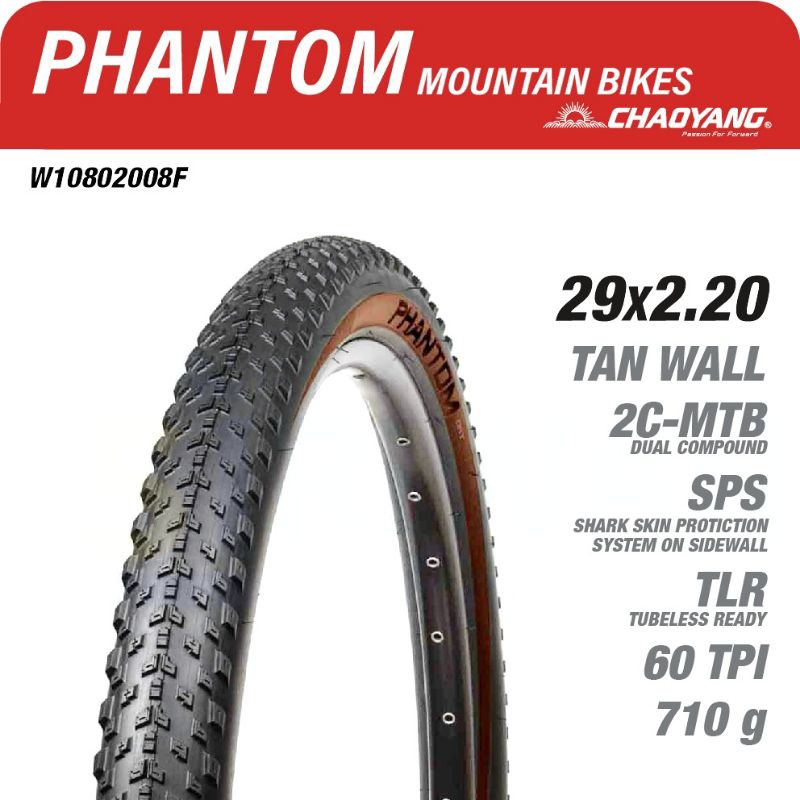 ยางนอกจักรยานเสือภูเขา ขนาด 29"×2.20" ยางมีกันหนาม ขอบพับ รุ่น PHANTOM DRY(H-5234TR) แบรนด์ CHAOYANG