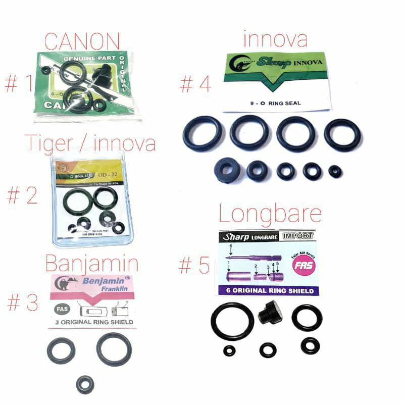 ชุดโอริง ซ้อมปั้มลมอินโด canon/tiger/innova/sharp long Od22 / Od25