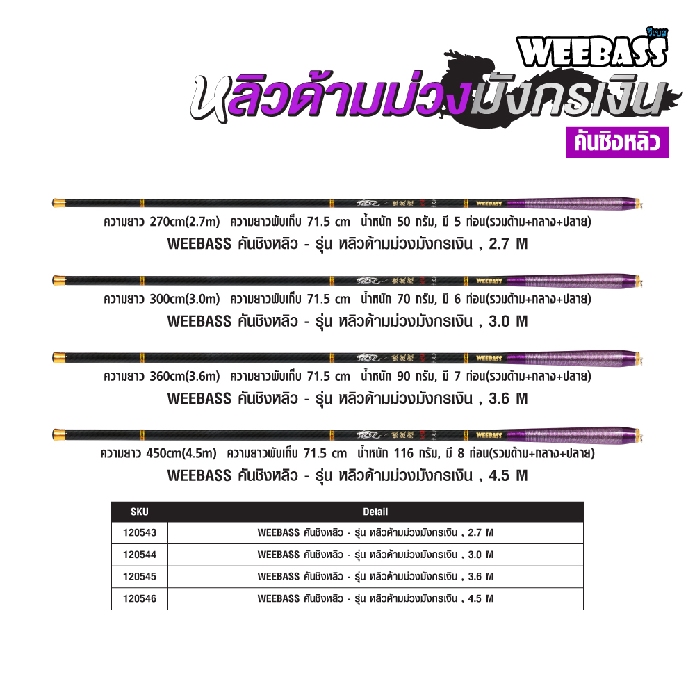 คันชิงหลิว หลิวด้ามม่วง มังกรเงิน (คันตกปลา คันชิงหลิว คันตกกุ้ง) : Weebass - รูปที่ 2