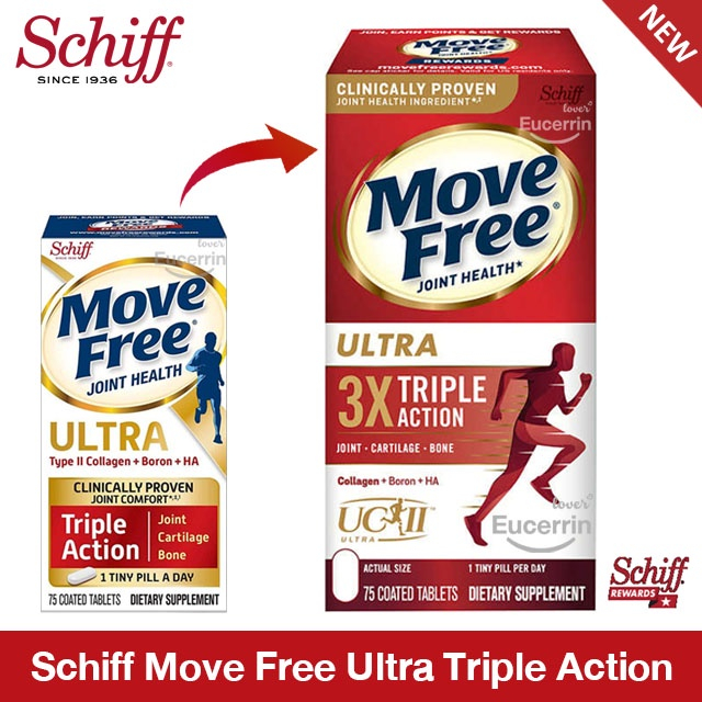 Schiff Move Free Ultra Triple Action Joint Supplement, 75 Tablets เสริมสุขภาพข้อกระดูกอ่อนและกระดูก