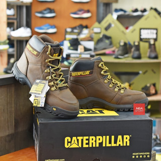 [ลิขสิทธิ์แท้] CAT Caterpillar Outline Steel Toe Seal Brown รองเท้าเซฟตี้ หัวเหล็ก แผ่นเหล็กกันทะลุ คุณภาพสูง มาตรฐานสากล รองเท้านิรภัย