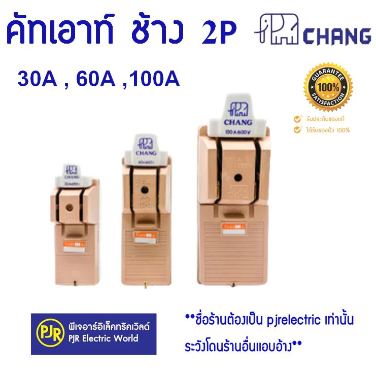 PJR **มีขายส่ง**คัทเอาท์ ช้าง 2P 30A , 60A , 100A Chang แถมฟิวส์ในตัว สะพานไฟ คัทเอ้า คัตเอ้า ตราช้าง Cut - Out