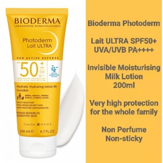 (Exp.03/26)BIODERMA Photoderm ULTRA SPF50+ UVA/UVB PA++++ 200ml ครีมกันแดดเนื้อโลชั่นน้ำนม