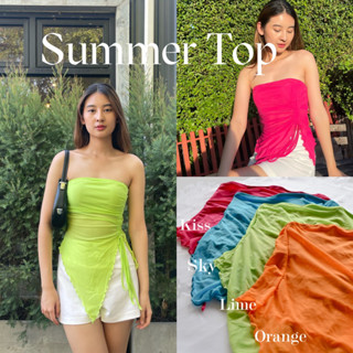 Renna | Summer Top💚💗 เสื้อเกาะอกซีทรู🏖มี4สี ผูกข้าง(🥑พร้อมส่ง)