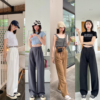 (กรอกโค้ด HELLOX9 ลด75฿) HELLOYELLOWLAND  | iwory pants กางเกงผ้าทรงกระบอกกางเกงขากระบอก