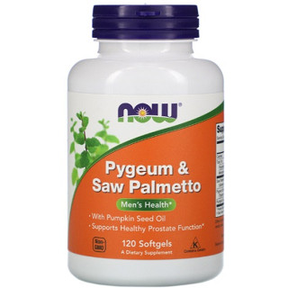 ซอว์ปาล์มเมตโต้&amp;ไพเจียม, NOW Foods, Pygeum &amp; Saw Palmetto, 120 Softgels