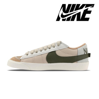 Nike Blazer Low 77 Jumbo รองเท้าผ้าใบกันลื่นกันลื่นสีขาวและสีเขียวของแท้ 100%