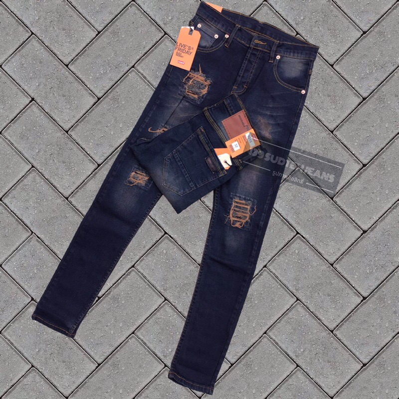 กางเกงยีนส์ขาเดฟผู้ชาย ผ้ายืด แต่งปะสนิม  เอว 28-44 เนื้อดี ราคาถูก