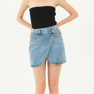 Wrap Denim Skirt กระโปรงยีนส์สั้น ทรงป้าย