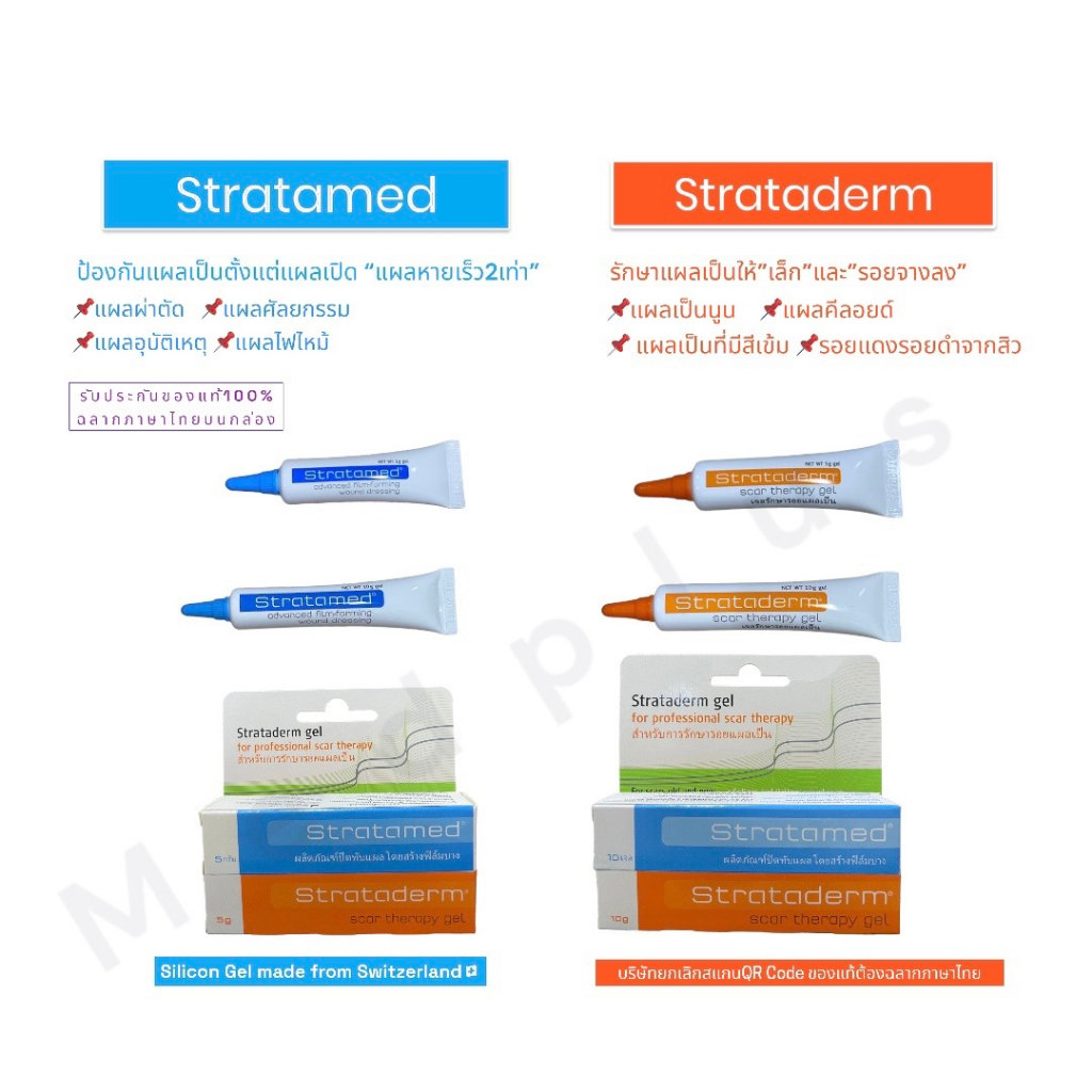 แพคคู่สู้แผลเป็น Stratamed+Strataderm5-10g ป้องกัน&จัดการแผลเป็นนูนตั้งแต่เริ่มเกิดแผล