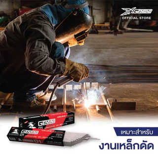 GEMINI D-1 ลวดเชื่อมไฟฟ้า 2.6mm. 2 กก./ แพ็ค สำหรับ เหล็กเหนียว เจมินี่ D-1 ลวดเชื่อม เหล็กทั่วไป เหล็กกัลวาไนซ์