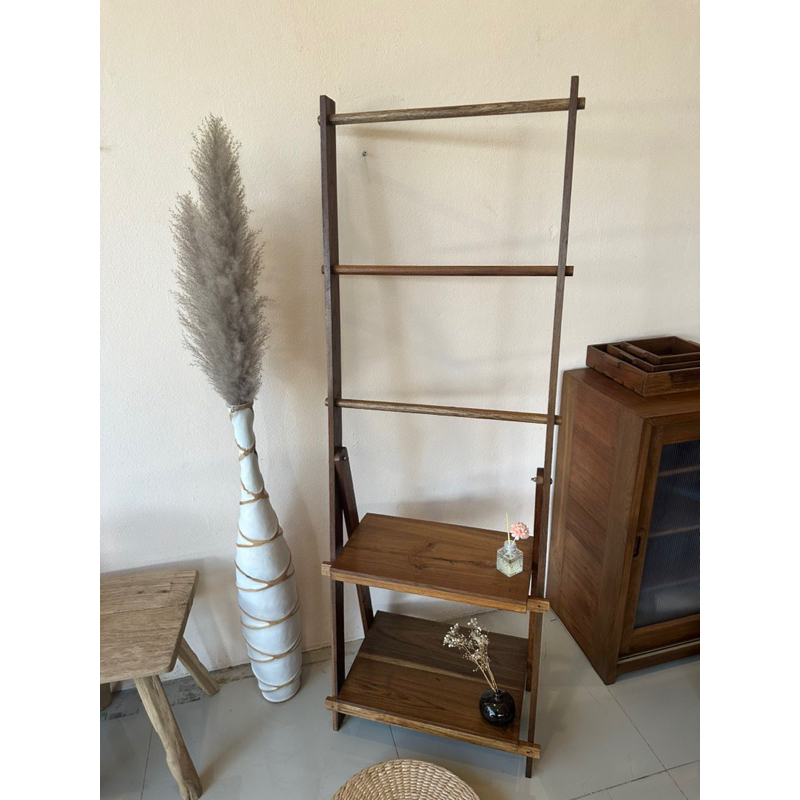 ราวพาดผ้าไม้สัก   สามารถพับได้ ราวตากผ้า บันไดพาดผ้า ขนาด 25,32*50*150 เซน