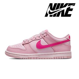 Nike Dunk Low "Triple Pink" ของแท้ 100% Classic Casual Low Top GS รองเท้าผ้าใบสีชมพู