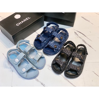 พร้อมส่งรองเท้าแตะ CHANEL SANDALS HI-END FULLSETวัสดุผ้ายีนส์