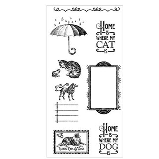 RAINING CATS &amp; DOGS CLING STAMPS