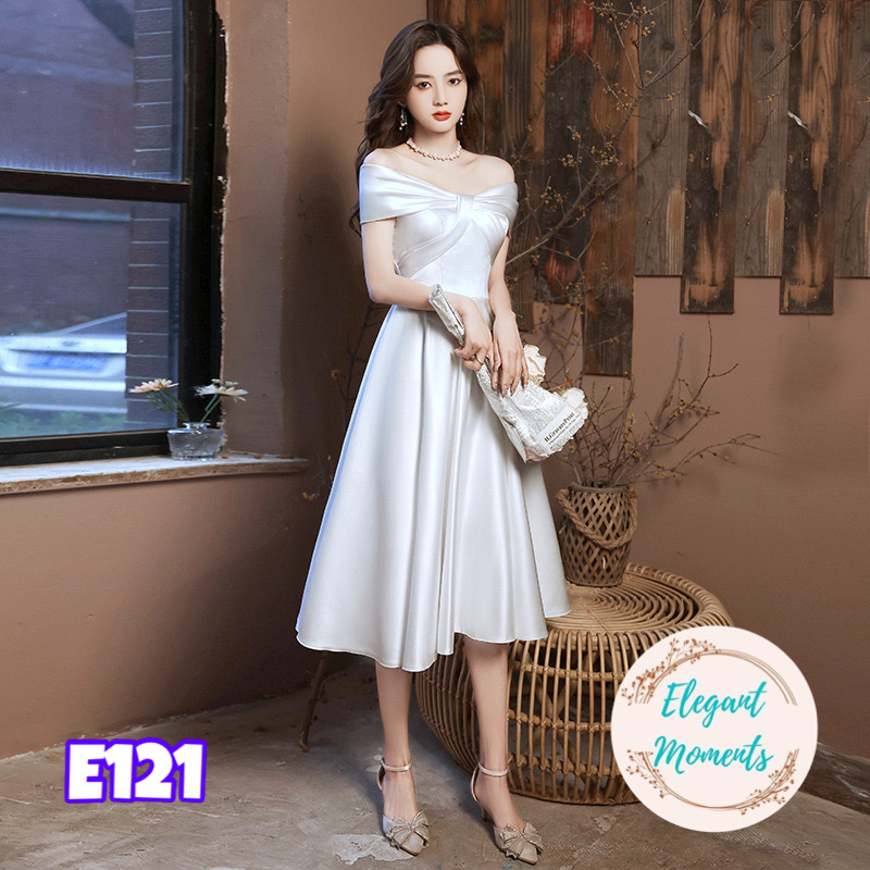 พร้อมส่งจากไทย ชุดแต่งงาน ชุดเจ้าสาว ชุดถ่ายพรีเวดดิ้ง ชุดafter party ชุดงานหมั้น เดรสมินิมอล E121