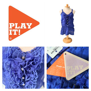 Play it ! (P1) ชุดเดรส กระโปรง เด็กผู้หญิง สีน้ำเงิน ระบายดอกไม้ ใส่ออกงานไปเที่ยว