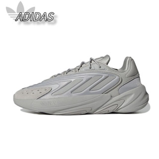 Adidas Ozelia พื้นหนาแบบสบาย ๆ รองรับแรงกระแทกรองเท้าผ้าใบสีเทาเงินกันลื่นของแท้ 100%