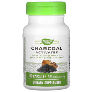 ชาร์โคล Natures Way, Charcoal, Activated, 280 mg, 100 Capsules