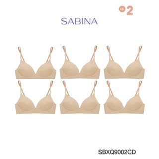 Sabina ซาบีน่า เสื้อชั้นใน Invisible Wire (Set 6 ชิ้น) (ไม่มีโครง) Seamless Fit รุ่น TWENTY FIVE  รหัส SBXQ9002CD สีเนื้อเข้ม