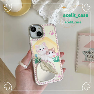 ❤️ส่งของขวัญ❤️ เคสไอโฟน 11 12 13 14 Pro Max แมว กระจก แฟชั่น ความคิดสร้างสรรค์ สาวน่ารักหัวใจ Case for iPhone สไตล์วรรณศ