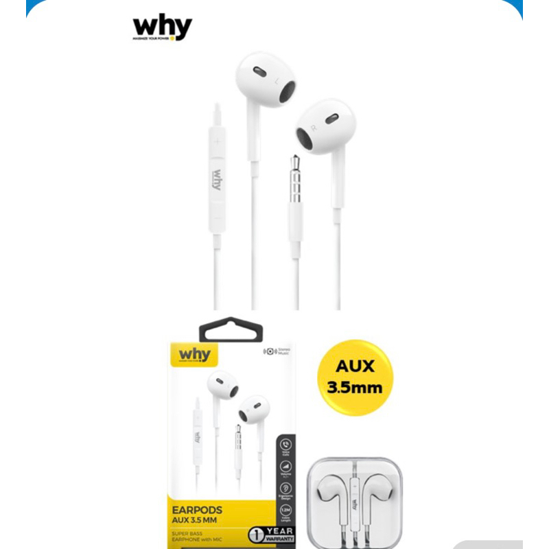หูฟังAUX3.5 MM  Why หูฟัง Banjo Earbuds เสียง Stereo พร้อมส่ง