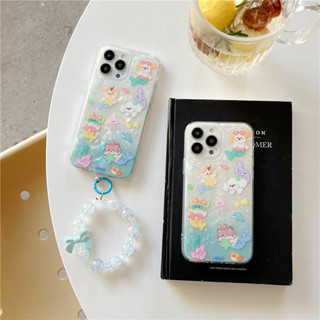 เคสลายน้องๆ animals นางเงือก เกล็ดน้ำแข็ง + สายคล้องมือ เคสไอโฟน พร้อมส่ง เคสสำหรับ IPHONE CASE 11-14PROMAX