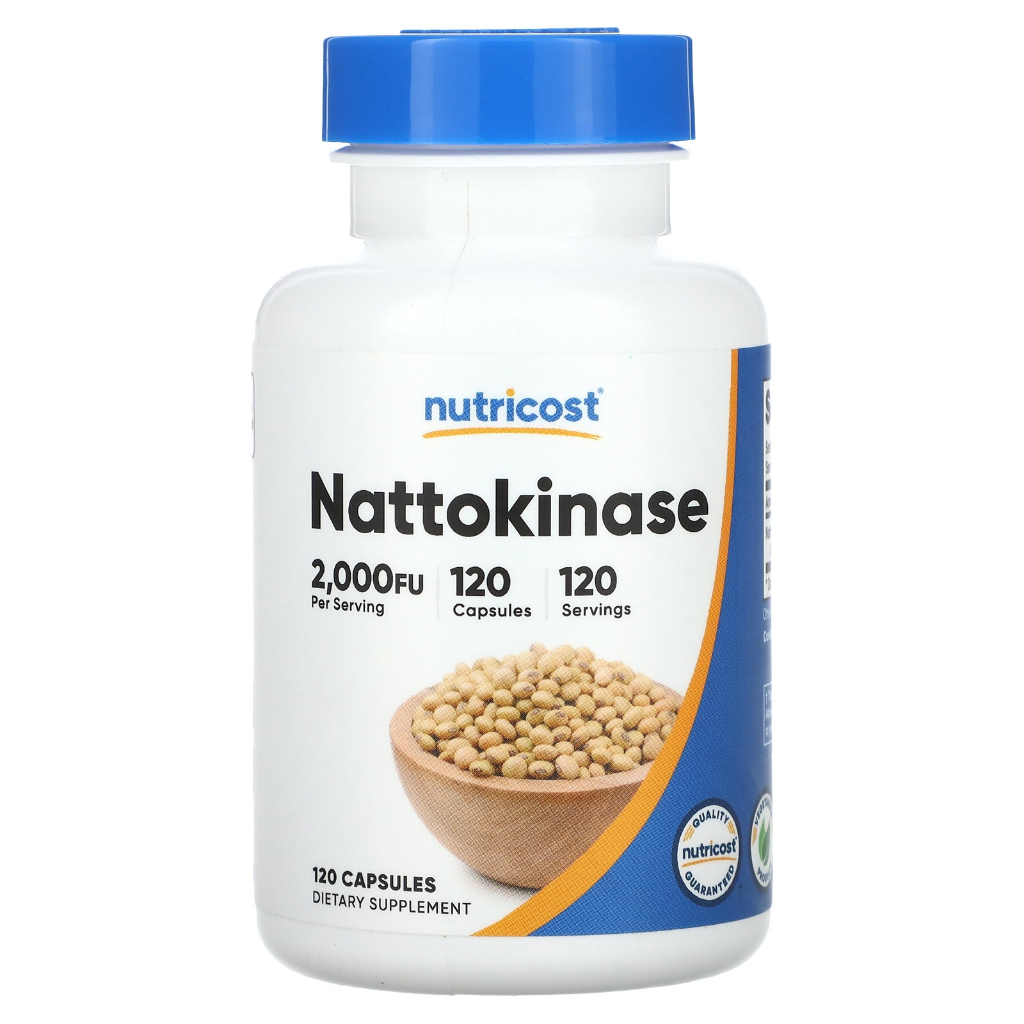 Nattokinase 2,000 FU, นัตโตะไคเนส 120 Capsules ช่วยส่งเสริมหัวใจและหลอดเลือด, Nutricost