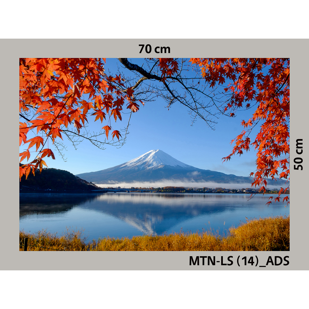 ภาพวิวภูเขาไฟฟูจิ (Fuji San) พิมพ์ลงผ้าแคนวาสพร้อมกรอบลอยไม้สนแท้ ขนาด 70cmx50cm