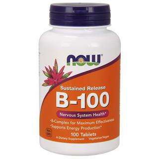 วิตามินบีรวม แบบละลายช้า NOW Foods, Sustained Release B-100, 100 Tablets