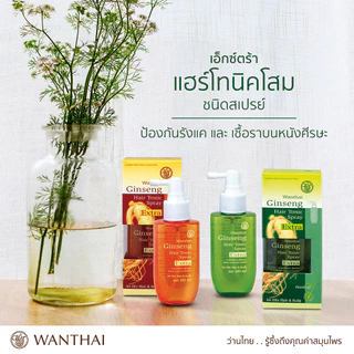 Wanthai (ว่านไทย) 🌿 เอ็กซ์ตร้าแฮร์โทนิคโสม สเปรย์ l หยุดผมร่วง สร้างรากผมใหม่ ฆ่าเชื้อราบนหนังศีรษะ 100ml.