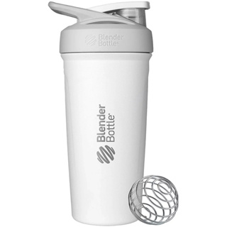 แก้วเชค สแตนเลส BlenderBottle Strada 24 oz Stainless Steel Shaker Cup White with Push-Button and Locking Mechanism