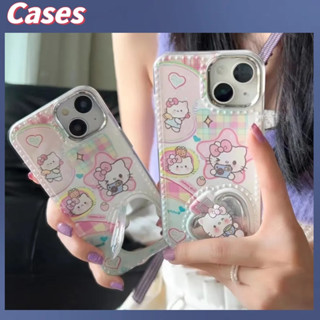 คูปองเคลม🎀เคสไอโ case for iphone 11 12 กระจกแต่งหน้าลายการ์ตูนสุดน่ารัก HelloKitty เคส 14 13 12 11 pro max ป้องกันการต